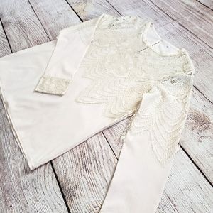 Ivory Blouse with Lace Detail Size Small